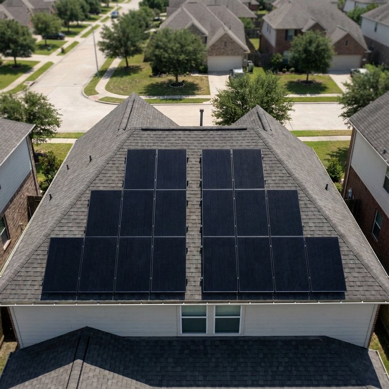 Aerial residential solar panel installation in Tampa, Florida by Allstate Solar